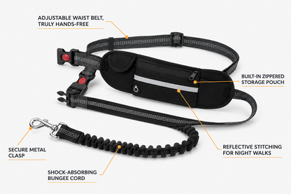 Freehound Ranger — No-Pull Bungee Hands-Free Running Leash with Pocket