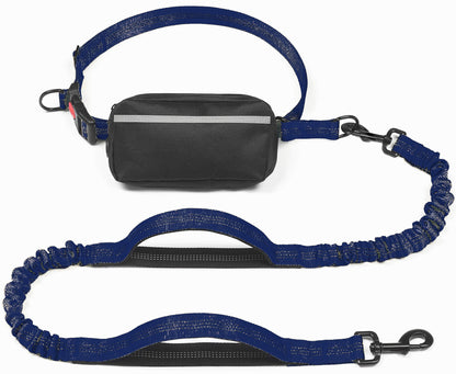Freehound Signature hands-free leash in Navy with black zip pouch